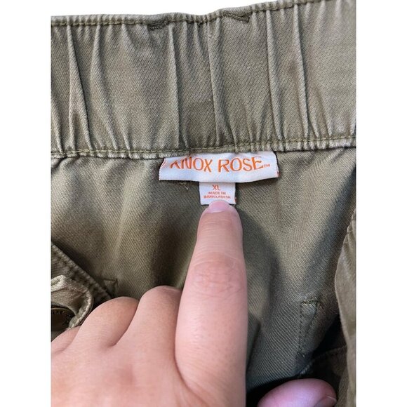 Knox Rose Womens Plus Mid Rise Casual Fit Ankle Cargo Pants Lightweight XL Green - Picture 3 of 8